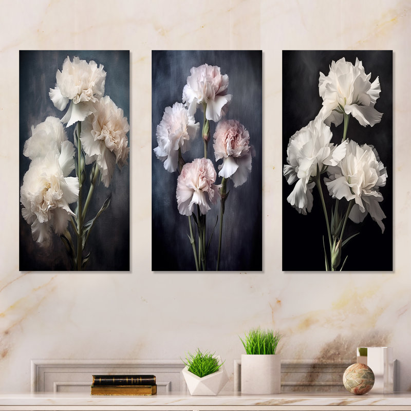 Noir, blanc, œillet, nuances foncées, Toile tendue, H 32 po x l 48 po