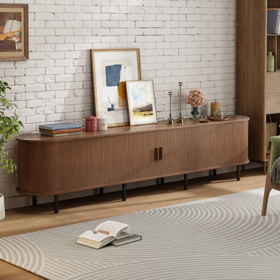 Jalonda Modern Wood TV Stand with Storage and Shelves