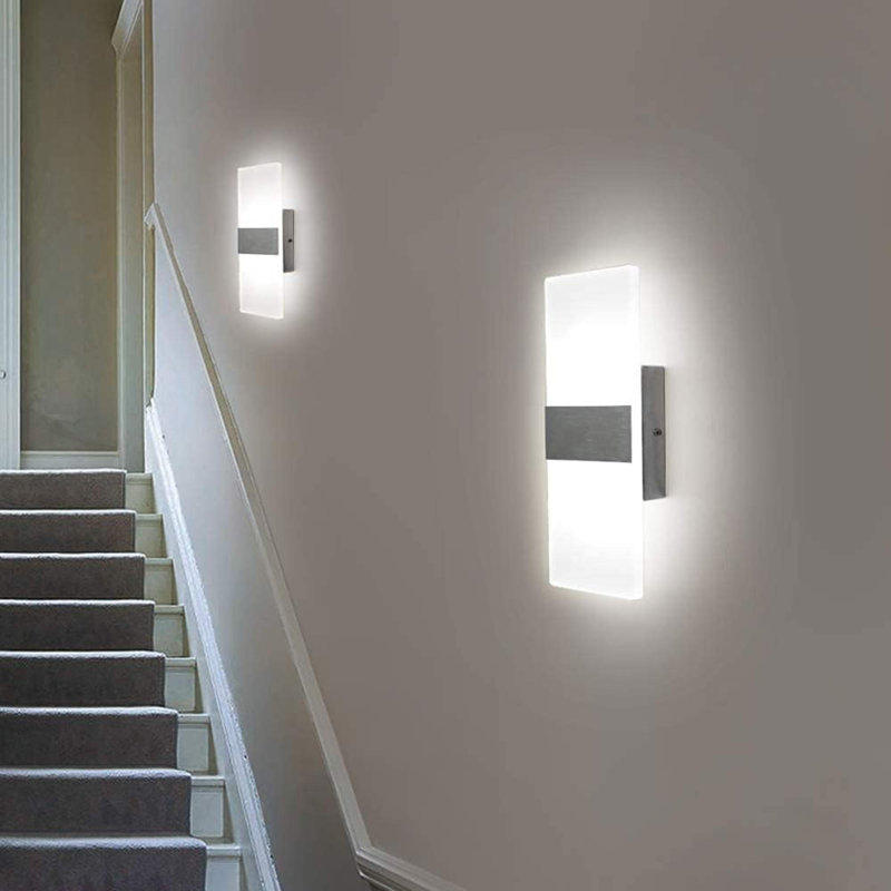 Ensemble de 2 appliques murales à intensité variable à DEL, lampe murale moderne 12 W pour le couloir du salon, blanc froid, HS821-2
