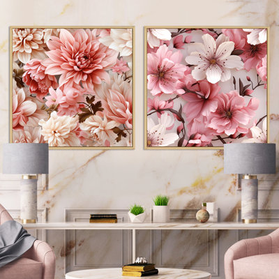 Ensemble de 2 collages carrés carrés floraux de tosha