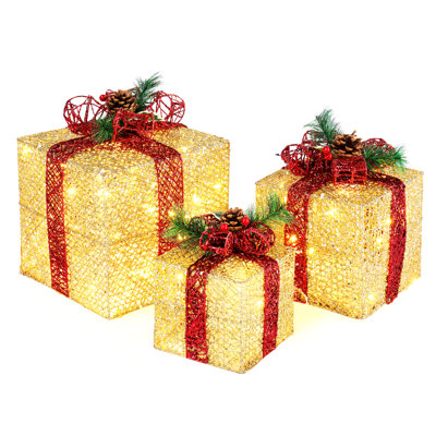 3pcs LED Garden Gift Box Holiday Decoration
