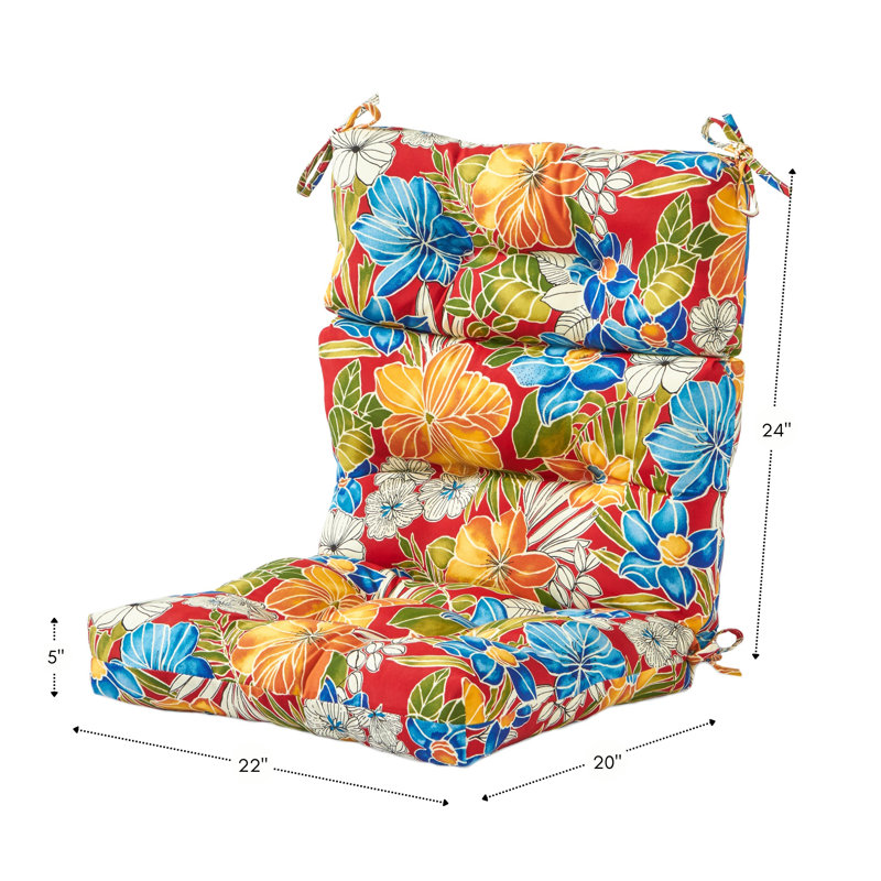 Lester Outdoor High Back Chair Cushion, Aloha Red, 1