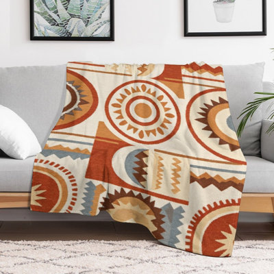 Geometric Circles Luxury Flannel Throw Blanket, Soft Warm Fuzzy Blanket for Living Room Sofa Bed Home Decor
