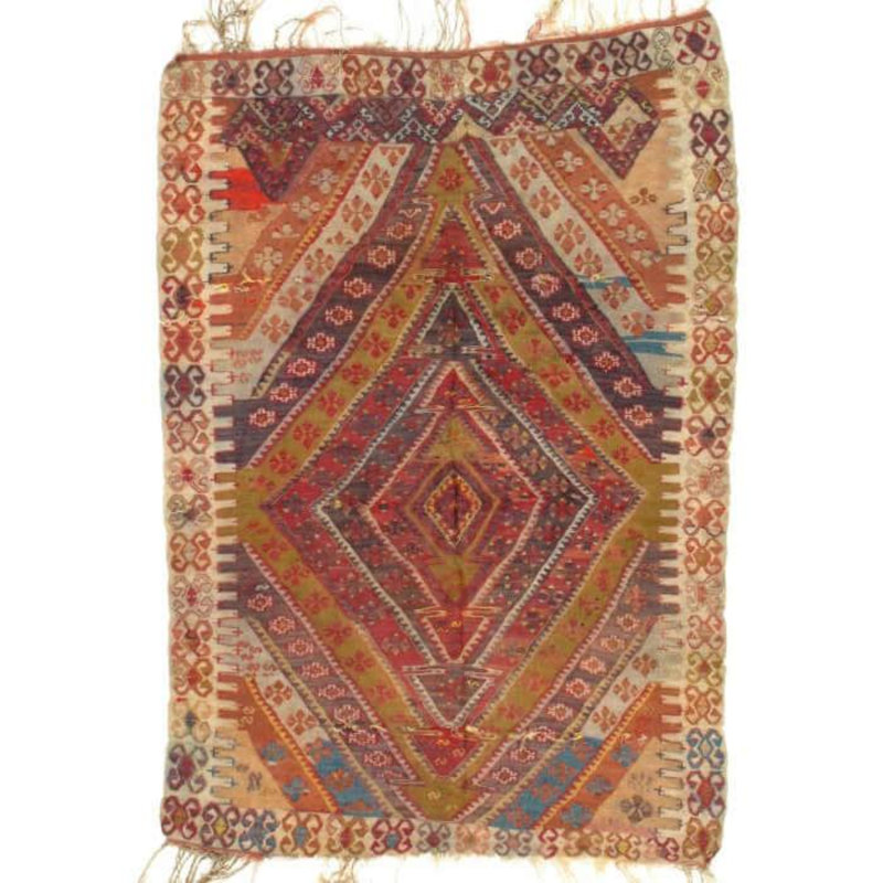 Tapis oriental brun / rouge en laine / coton 3 pi 8 po x 5 pi 4 po Meiyah