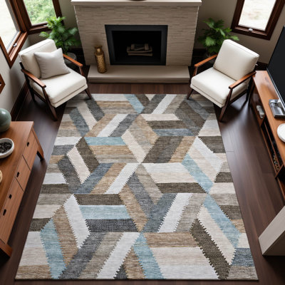 Premium Machine Washable Larock AMF1241 Geometric Rug