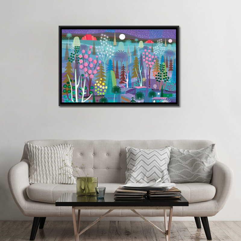 « moon over tijuana », impression sur toile, H 18 po x l 26 po x P 1,5 po, Toile encadrée noire, Pas de tapis
