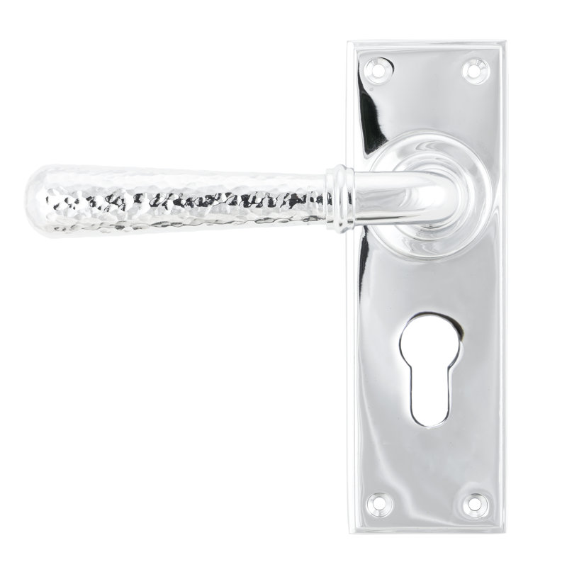 Hammered Newbury Lock Door Handle, Polished Chrome