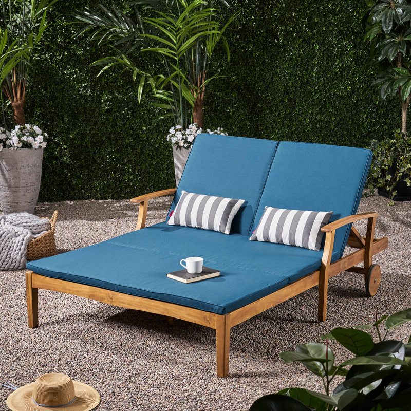 Chaise longue double - Coussins à séchage rapide pour la détente dans la cour
