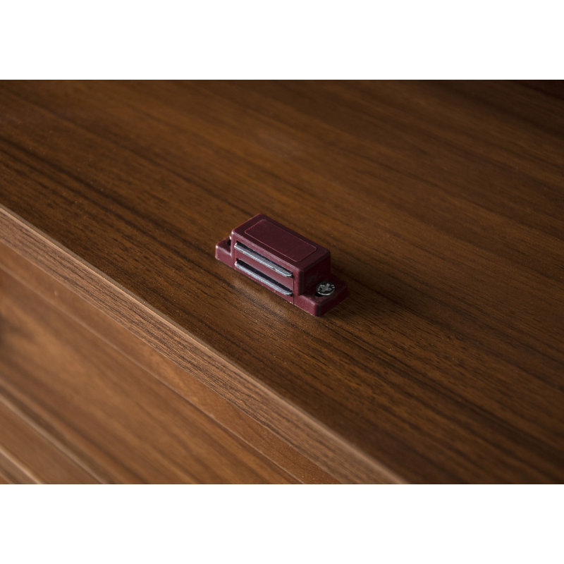 4 Door Cabinet With Cilas Drawer Storage Cabinet, Walnut