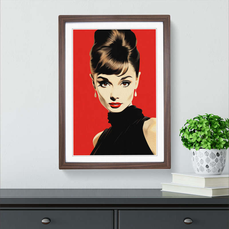 Single Picture Frame Print on Wood, Walnut Framed, 46cm H x 34cm W