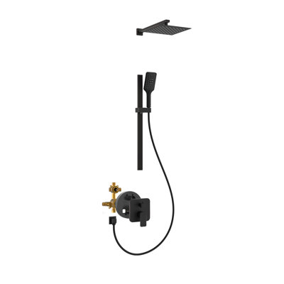 Système de douche combinée avec pomme de douche à effet pluie de 10 po avec barre coulissante réglable et valve de mélange à pression équilibrée Resort