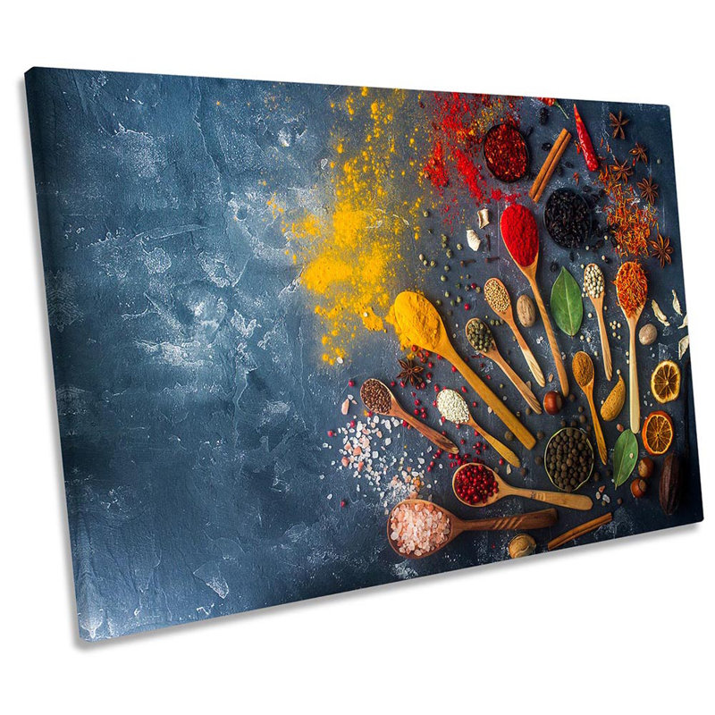 Herbs Spices Spoons Chilli - Wrapped Canvas Print, 30.5cm H x 45.7cm W x 2cm D