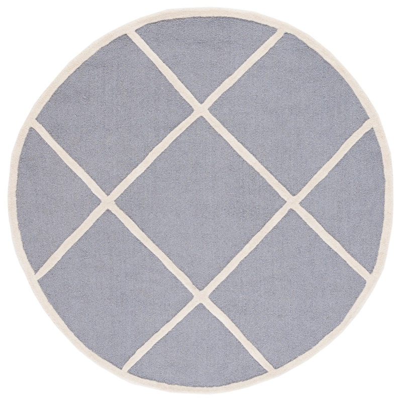 Deedgra Hand Tufted Wool Geometric Rug, Round 6'