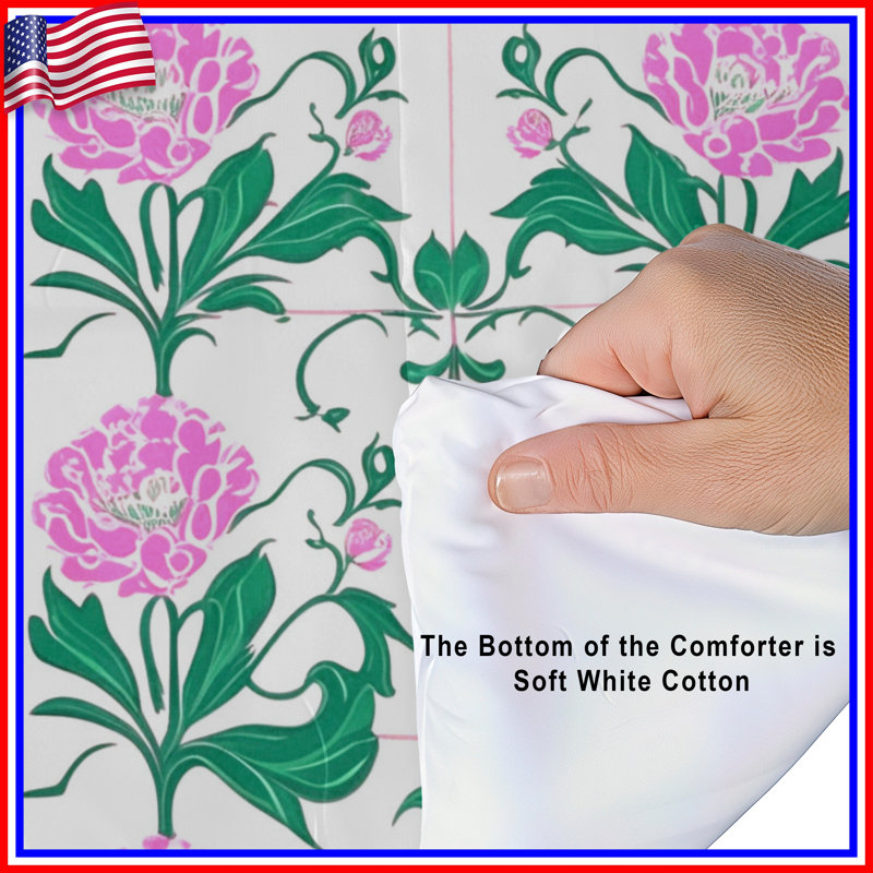 Pink Peonies Floral Comforter, Twin