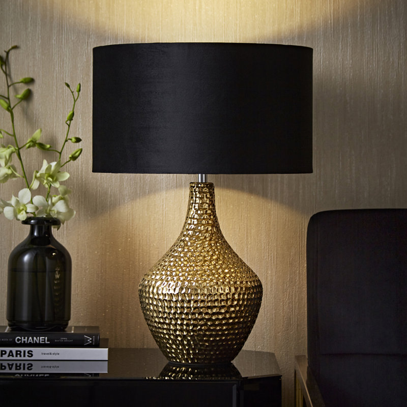 Deshi Ceramic Table Lamp, No, Black