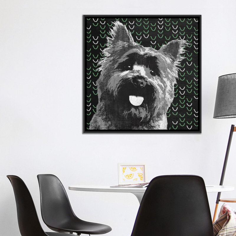 « yorkie », impression sur toile, H 18 po x l 18 po x P 1,5 po, Pas de tapis, Toile avec cadre noir