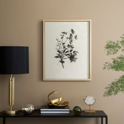 Reproduction florale vintage encadrée «Cccxxxv» - bois massif