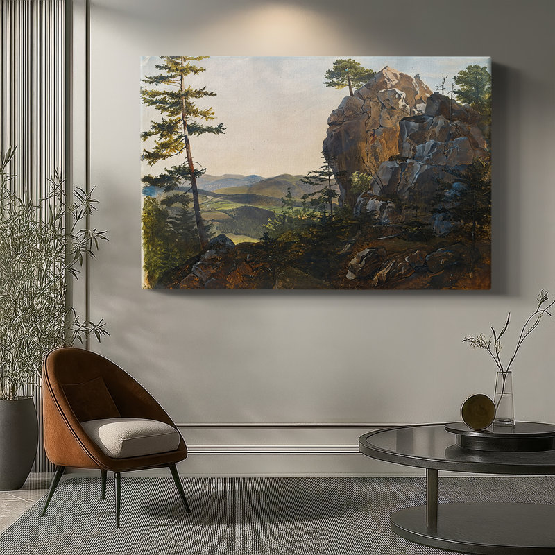 Paysage avec un sommet rocheux - Galerie d'art Gauermann - c. Milieu du 19e siècle, 40 x 60