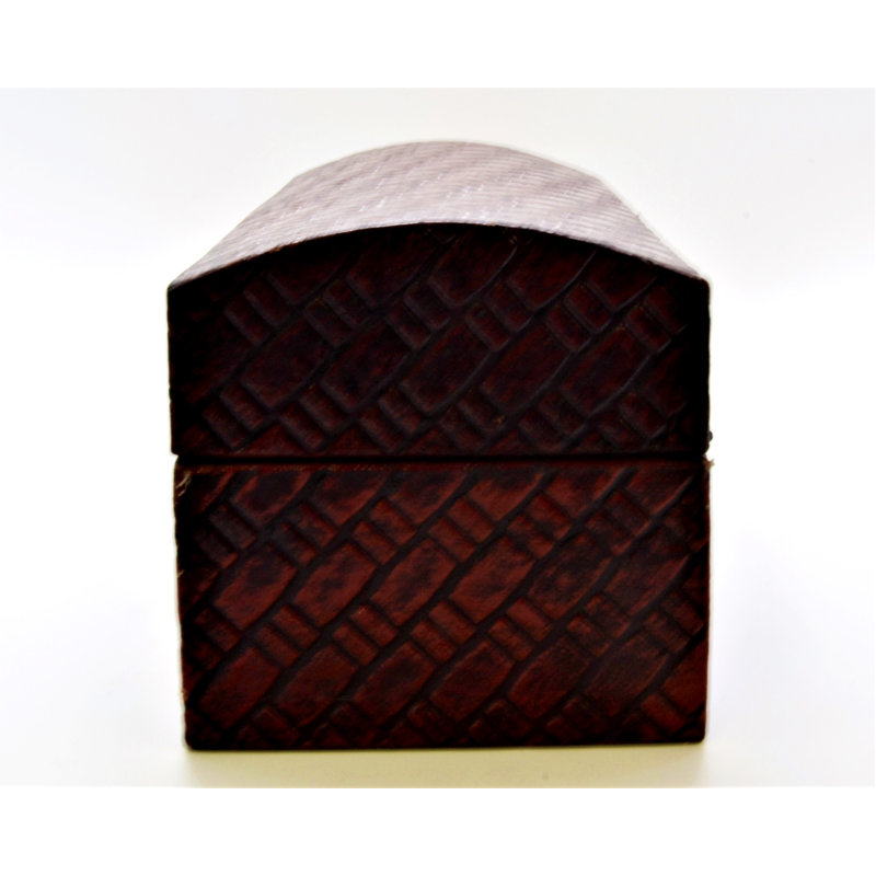 Boîte à bijoux en bois et cuir