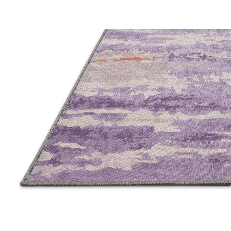 Machine Washable Pink Area Rug, Rectangle 5' x 7'