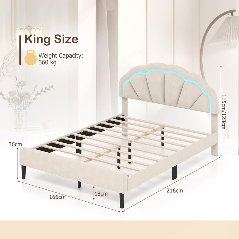 Upholstered Bed, Queen (216 x 166 x 123 cm)