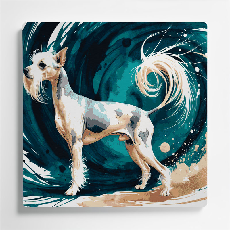 Dogs Chinese Crested Beige Metal Wall Art, 12" H x 12" W