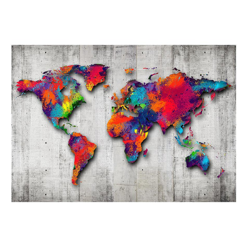 Murale carte du monde Bilboroughs, Rouge, L 124 po x l 173 po