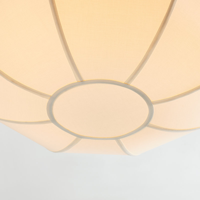 Alexa Hampton Stassi Dining Room Chandelier With White Linen Shade, 26.875" H x 32" W x 32" D, Aged Iron, 4 Lights