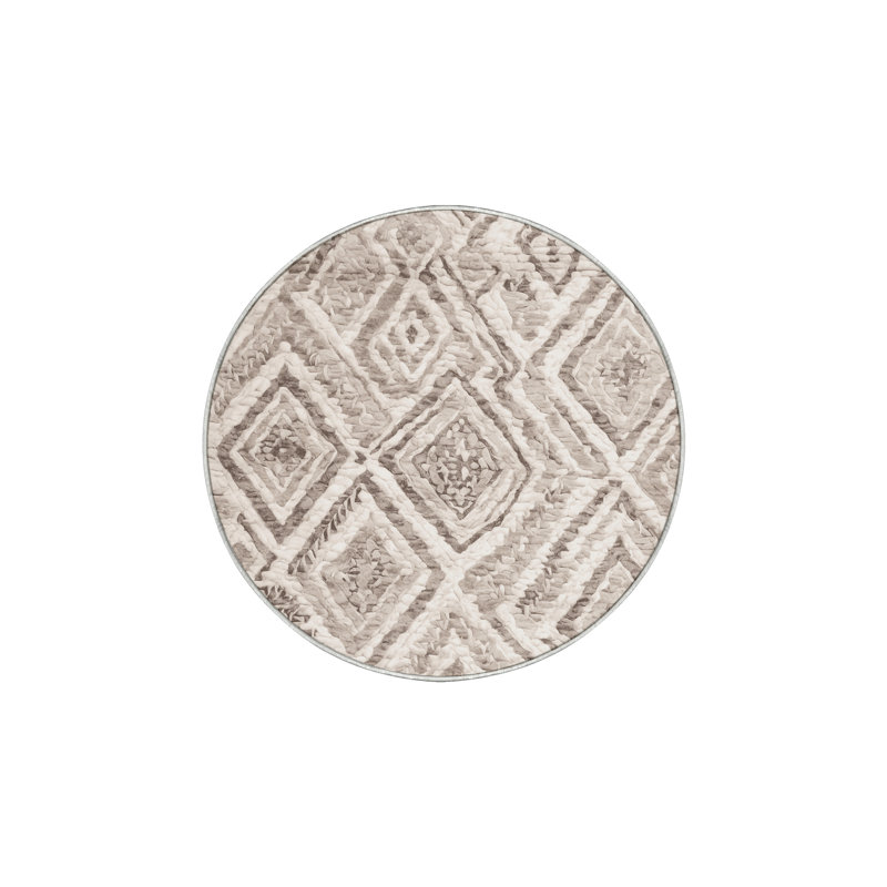 Machine Washable Beige Area Rug, Round 8'