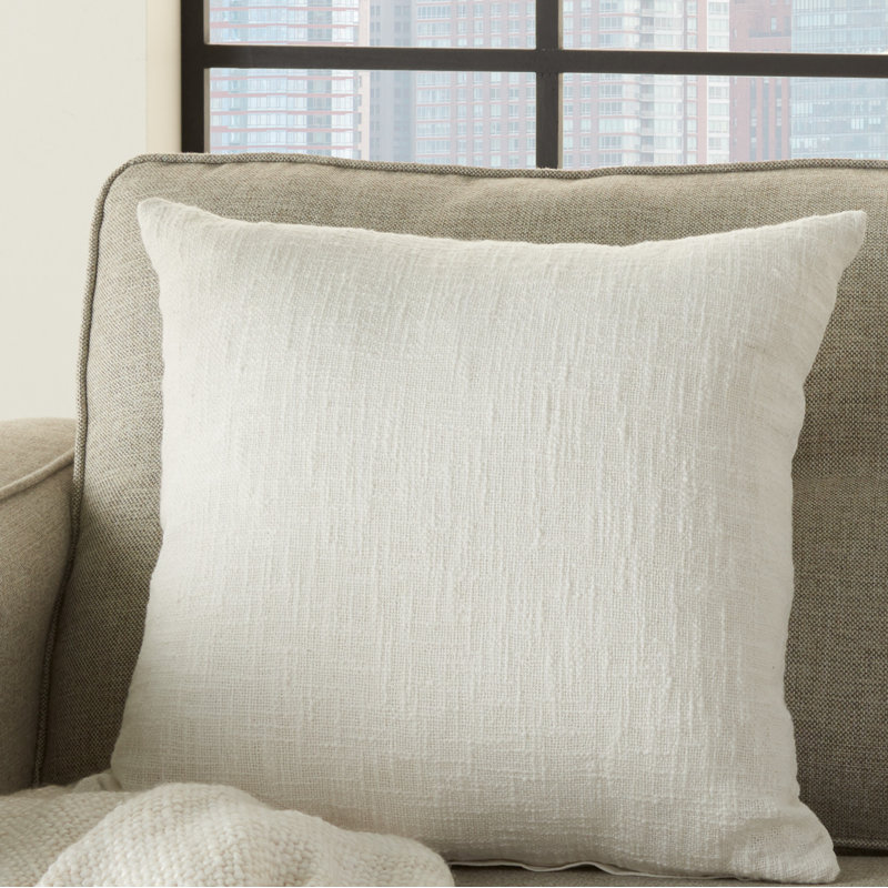 Ruthilde Square Cotton Pillow Cover & Insert, White