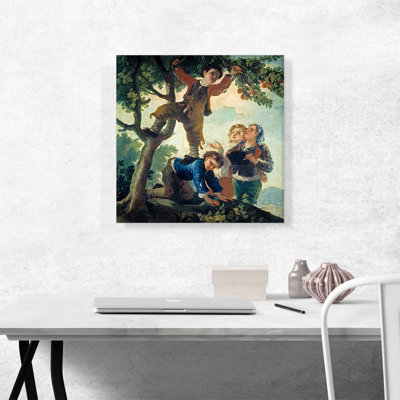 "Garçons cueillant des fruits" par Francisco Goya, reproduction d'art sur toile tendue