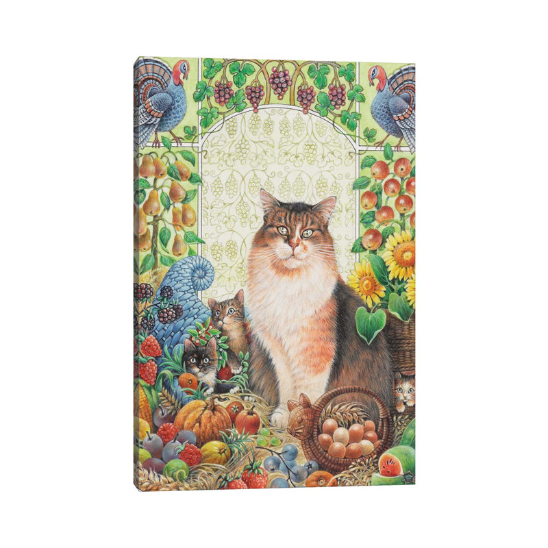 Thanksgiving With Agneatha And Her Kittens by Ivory Cats - Wrapped Canvas Print, 66.04 cm H x 45.72 cm W x 3.175 cm D