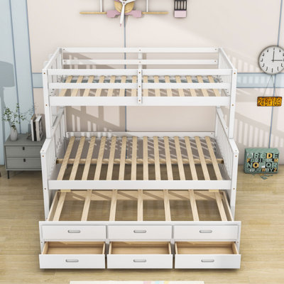 Hallums Kids Twin Over Full Bunk Bed with Trundle with Drawers