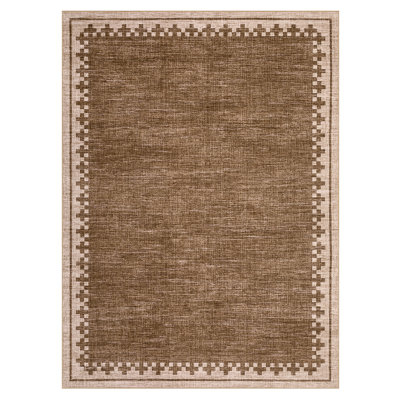 Modern Bordered Washable Area Rugs for Living Room Bedroom, Stain Resistant & Non Shedding Cozy Soft Low Pile Carpet