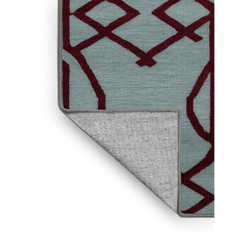 Tapis gris en treillis lavable à la machine, Rond 4 pi