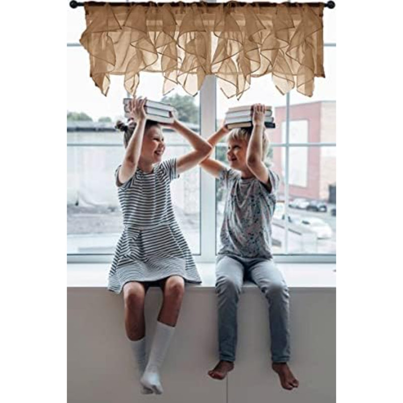 Jerryn Ruffled Window Valance, Rust Brown