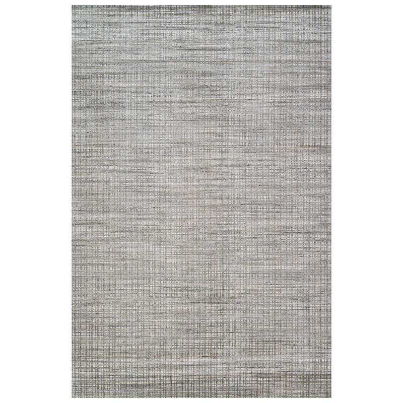 Hand Knotted Geometric Area Rug in Beige/Silver/Black