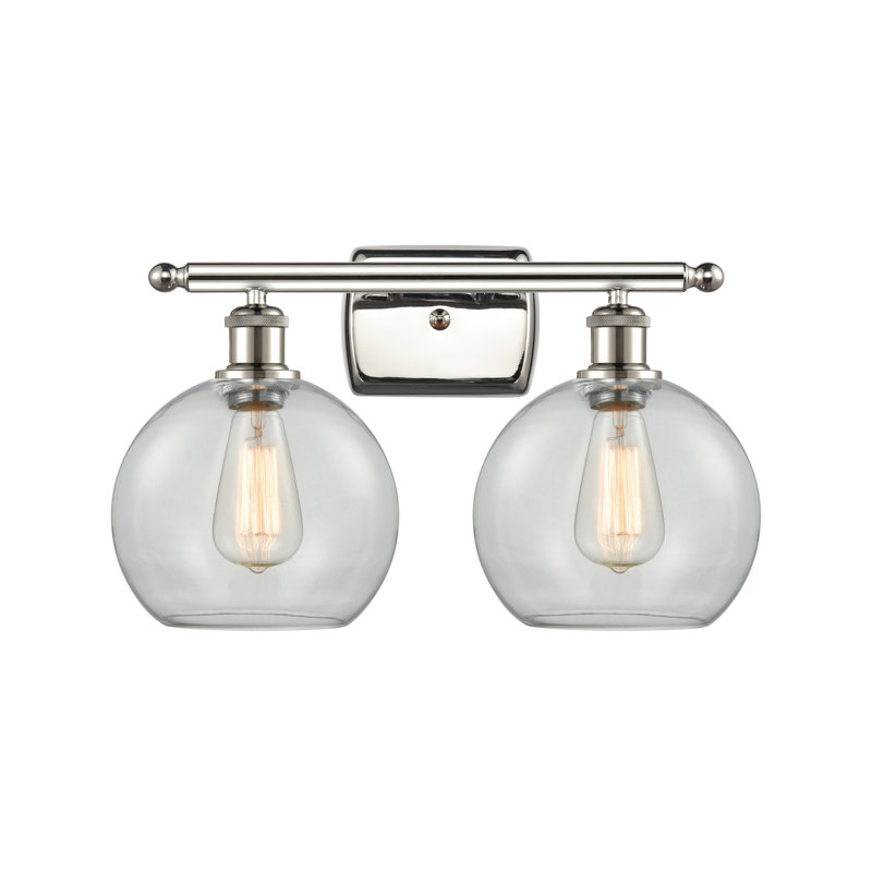 Baptista 2 - Light Dimmable Vanity Light, Clear, 6 Watt Vinage LED Bulb, Polished Nickel