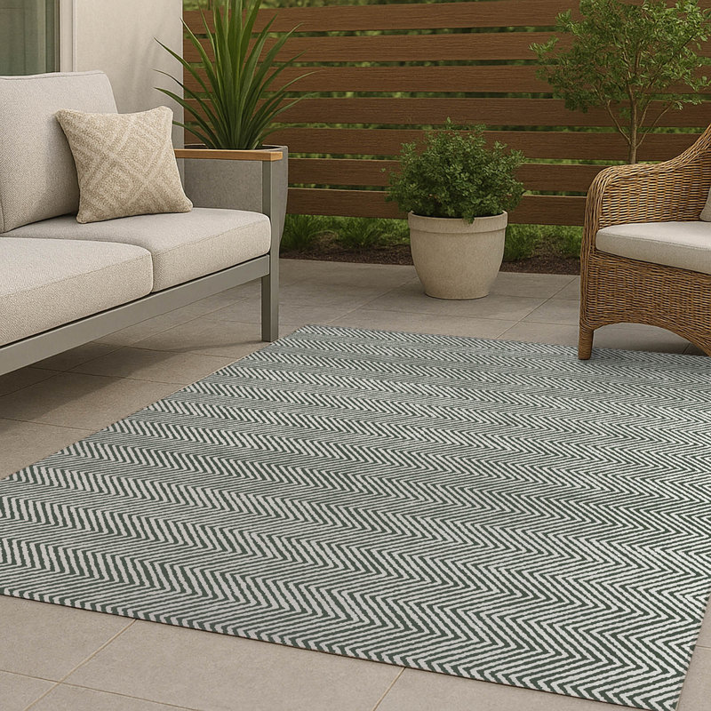 Chevron Groove Non-Slip Outdoor Rug, Rectangle 2' x 3'