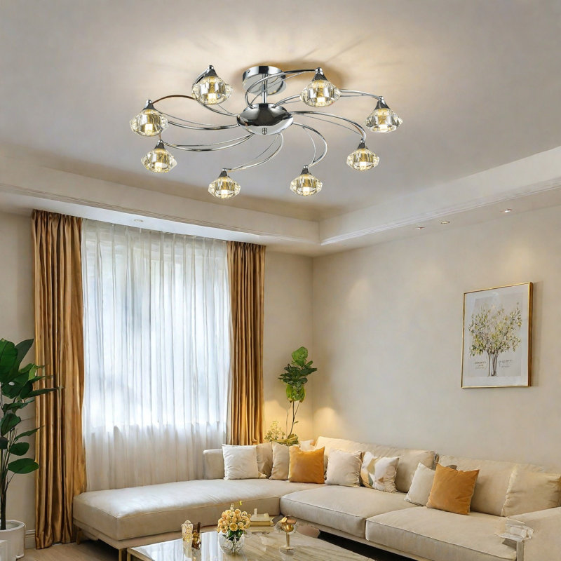 Decatur Glass Ceiling Spotlight, Polished Chrome