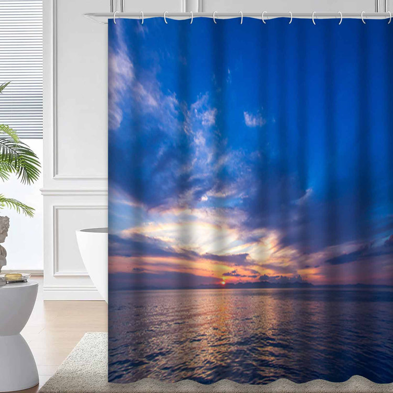 Magnifique rideau de douche avec 12 crochets Sunset, L 72 po x l 72 po