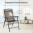 Set Of 2 Patio Folding Chairs Sling Portable Dining Chair Set With Armrest