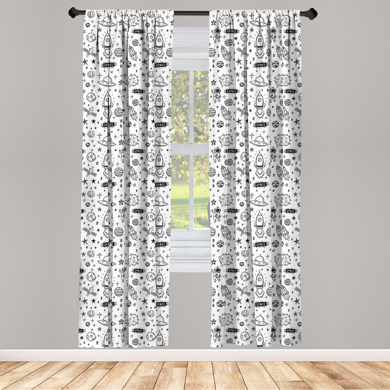 Astronaut Semi-Sheer Rod Pocket Curtain Panels, 28" x 95"