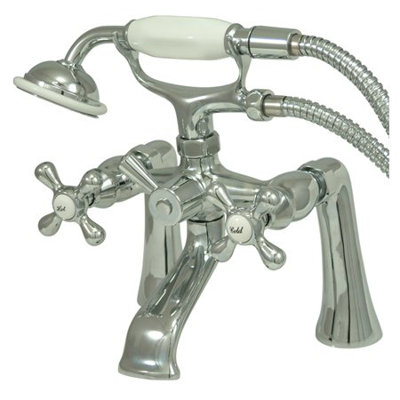 Triple Handle Wall Mounted Clawfoot Tub Faucet with Handshower
