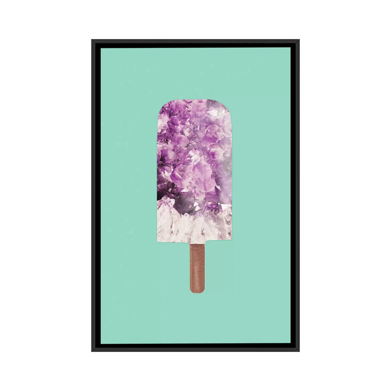 « améthyste popsicle », impression sur toile tendue, H 26 po x l 18 po x P 1,5 po, Toile encadrée noire, Pas de tapis