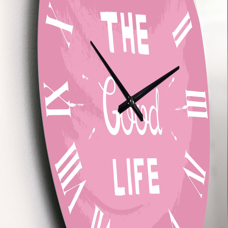 The Good Life On Pink - Romantic Round Metal Clock, Small