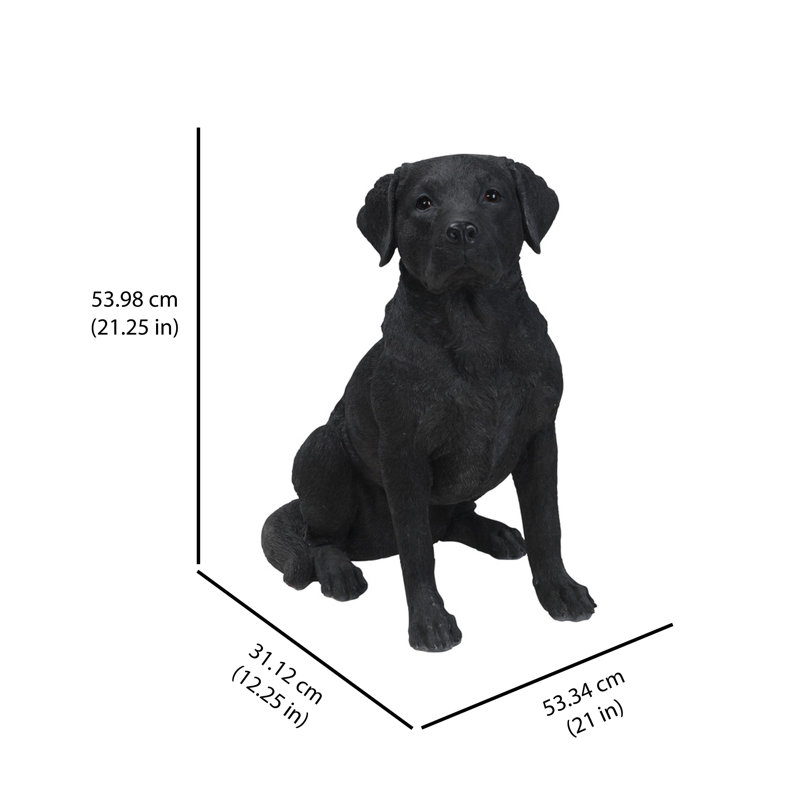 Statue Noble Labrador assis, Noir