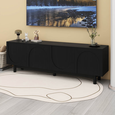 TV Stand With Storage Cabinet And Adjustable Shelves, Minimalist Arch Design Media