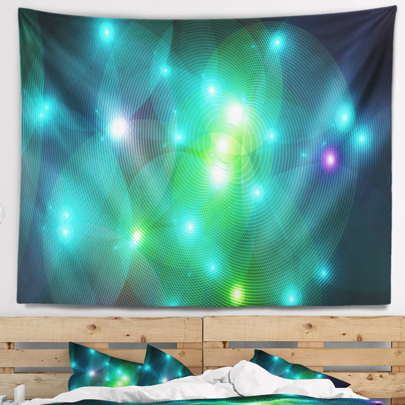 Tapisserie abstraite multicolore à lumières fractales en brouillard, H 32 po x l 39 po