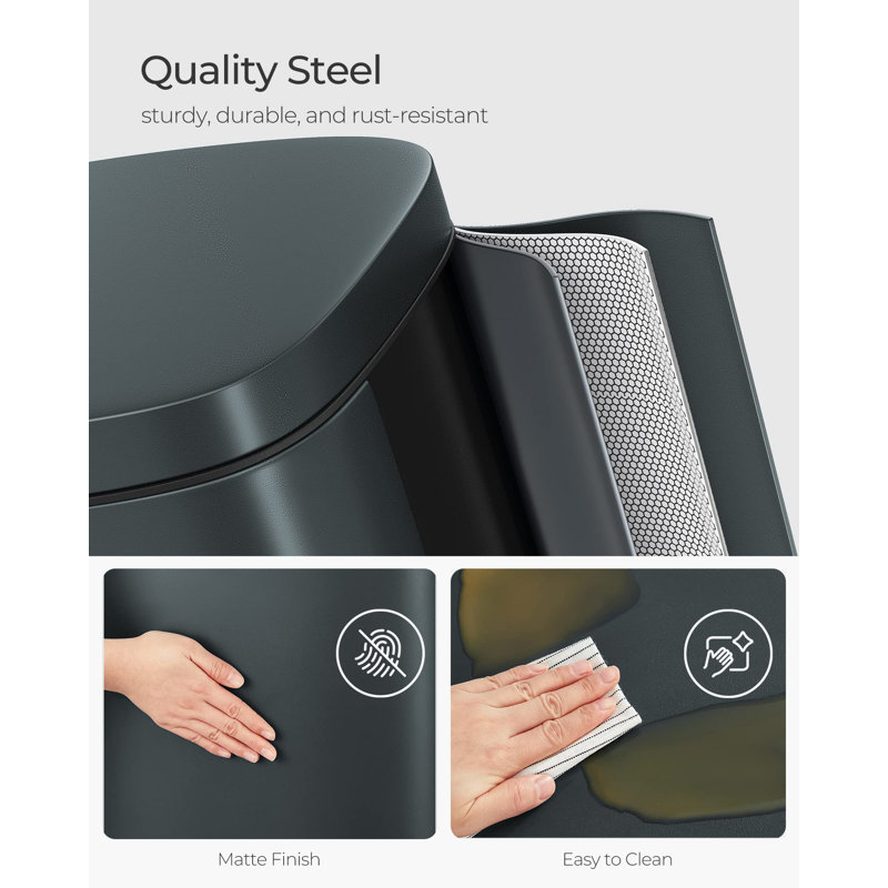 Greenish-Grey Stainless Steel 8-Gallon Step-On Trash Can